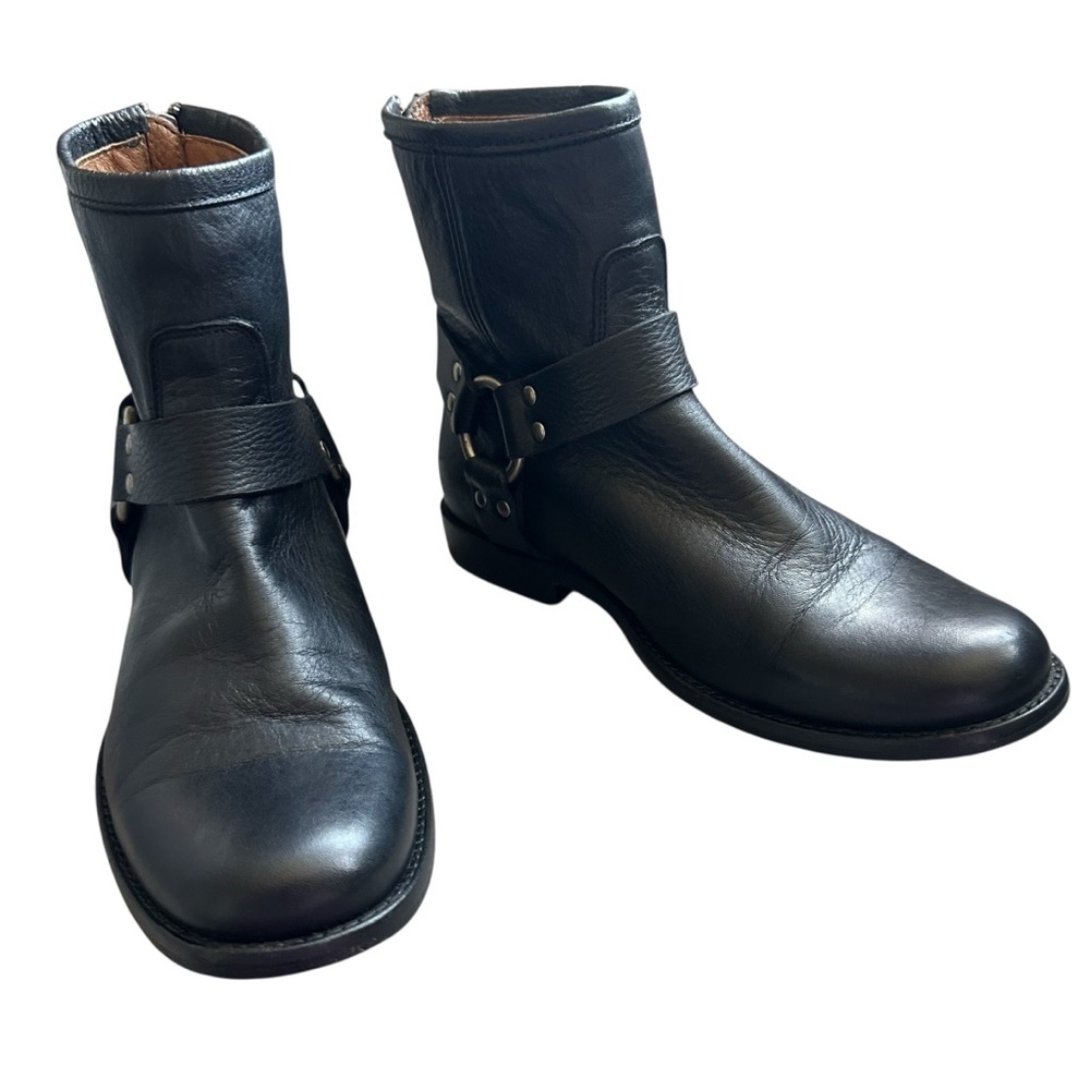 Frye Veronica Flex Harness Black Leather Moto Boots Size 6.5 - Picture 2 of 10